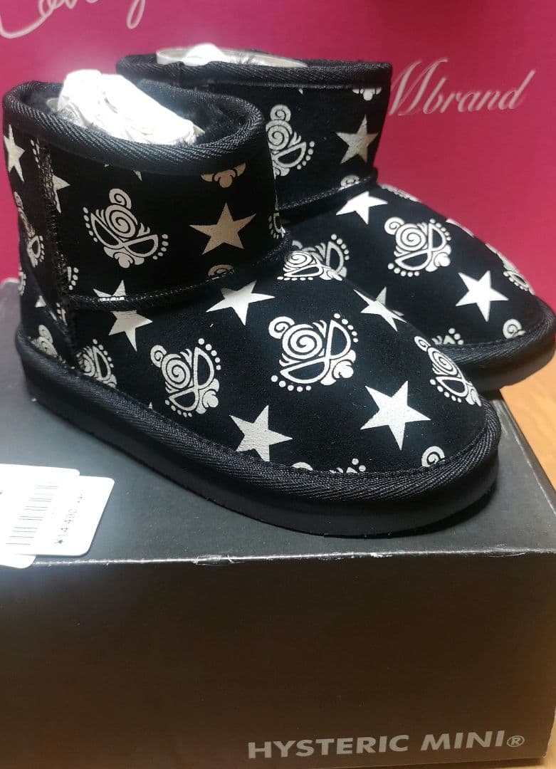 ヒステリックミニ ヒスミニ ムートンブーツ 新品 17.5cm 黒 Lサイズ
