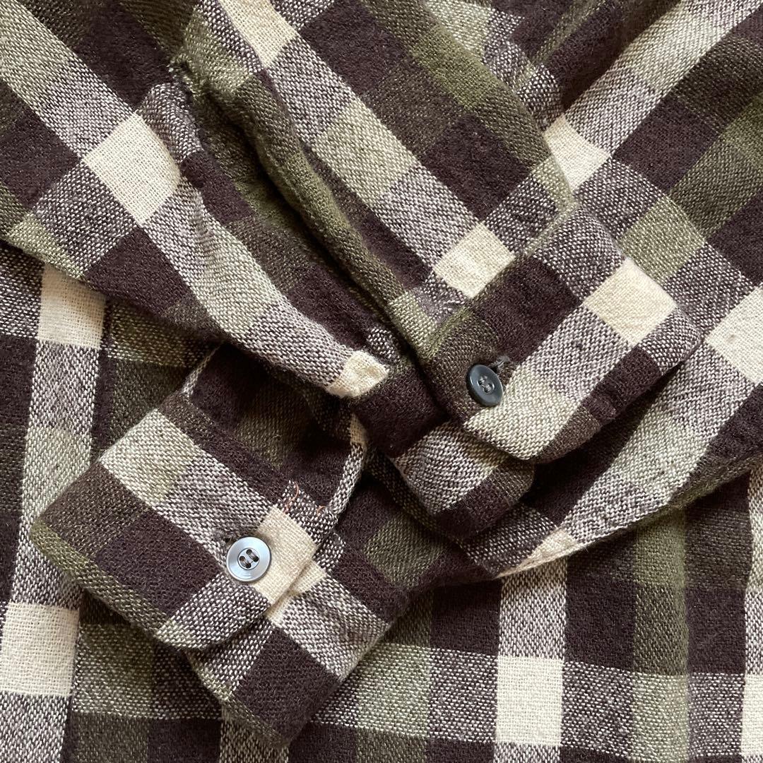 60sPILGRIM 三角タグ　ウールチェック開襟シャツ　ブロックチェック