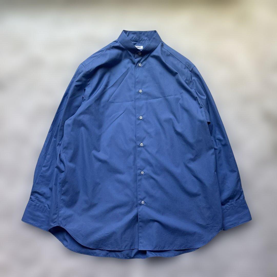 新作未使用級✨ LOEFE コットン ブロード バンドカラーシャツ コバルト 1