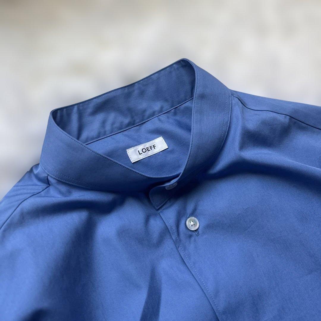 新作未使用級✨ LOEFE コットン ブロード バンドカラーシャツ コバルト 1