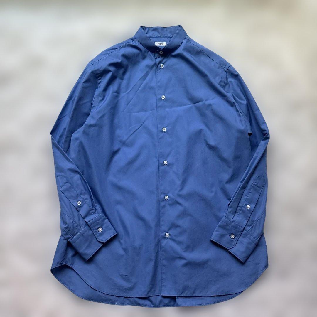 新作未使用級✨ LOEFE コットン ブロード バンドカラーシャツ コバルト 1