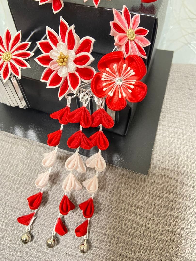 【極美品】七五三髪飾り つまみ細工髪飾り勝山3点&かのこ・ちんころ2点セット