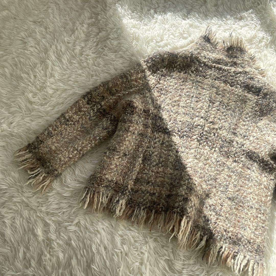 美品 希少【45R Bandou-Rツィード風ニットカーディガン】