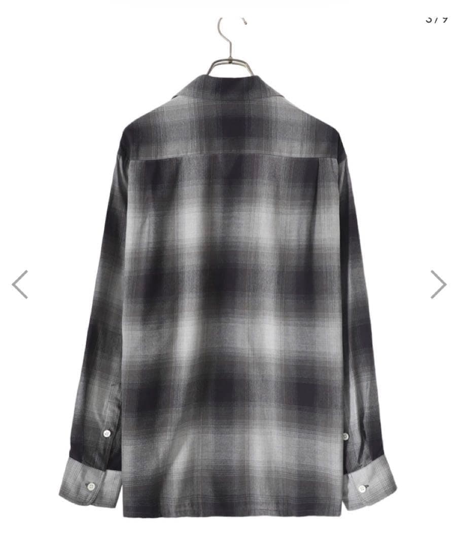 ワコマリア23FWレーヨンオンブレチェックシャツＸL★グレーオープンカラーシャツ