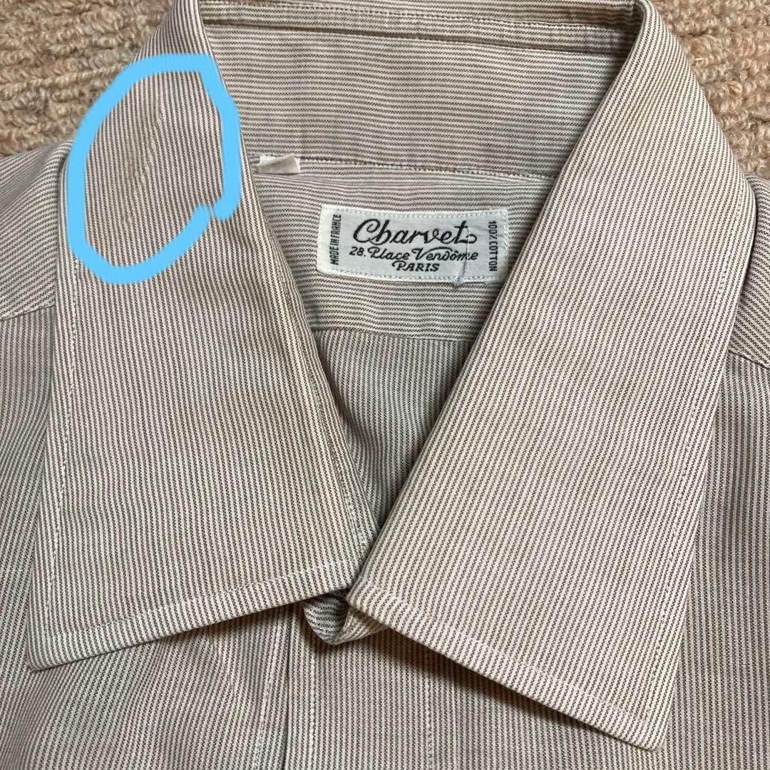 Charvet シャルべ　ストライプ 長袖シャツ　クリーニング済　フランス製