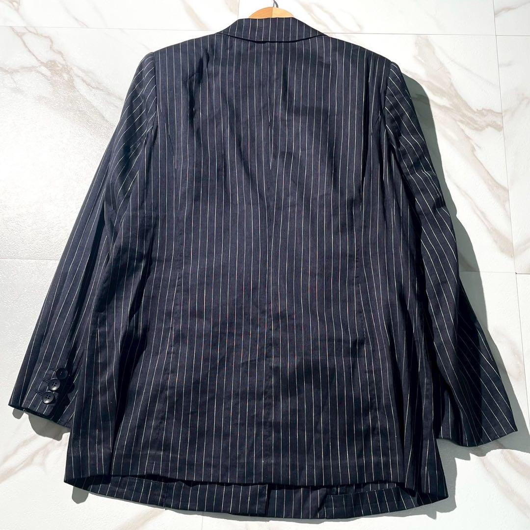 【未使用級】マリナリナルディ リネン スーツ セットアップ 紺 ストライプ 23