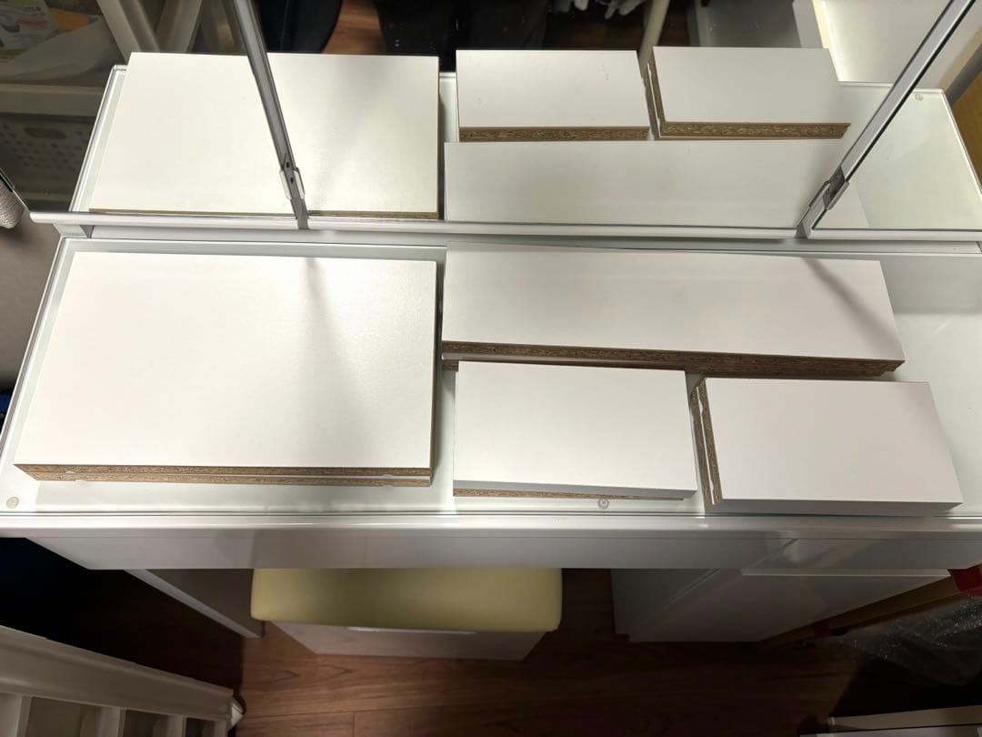 ニトリ　3面鏡ドレッサー　ホワイト　椅子（スツール）付き　※少し訳あり