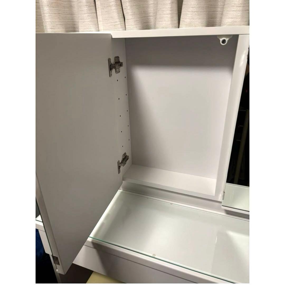 ニトリ　3面鏡ドレッサー　ホワイト　椅子（スツール）付き　※少し訳あり