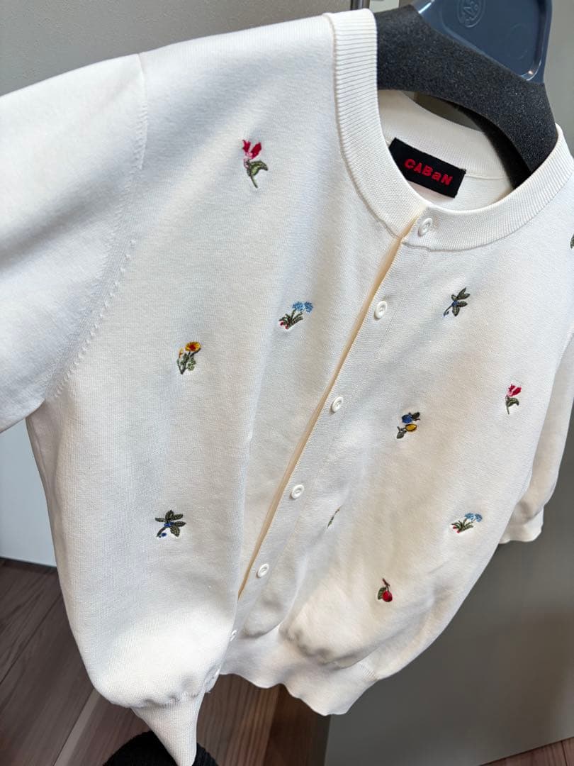 【美品】CABaN GREEN SHOWERハーフスリーブカーディガン