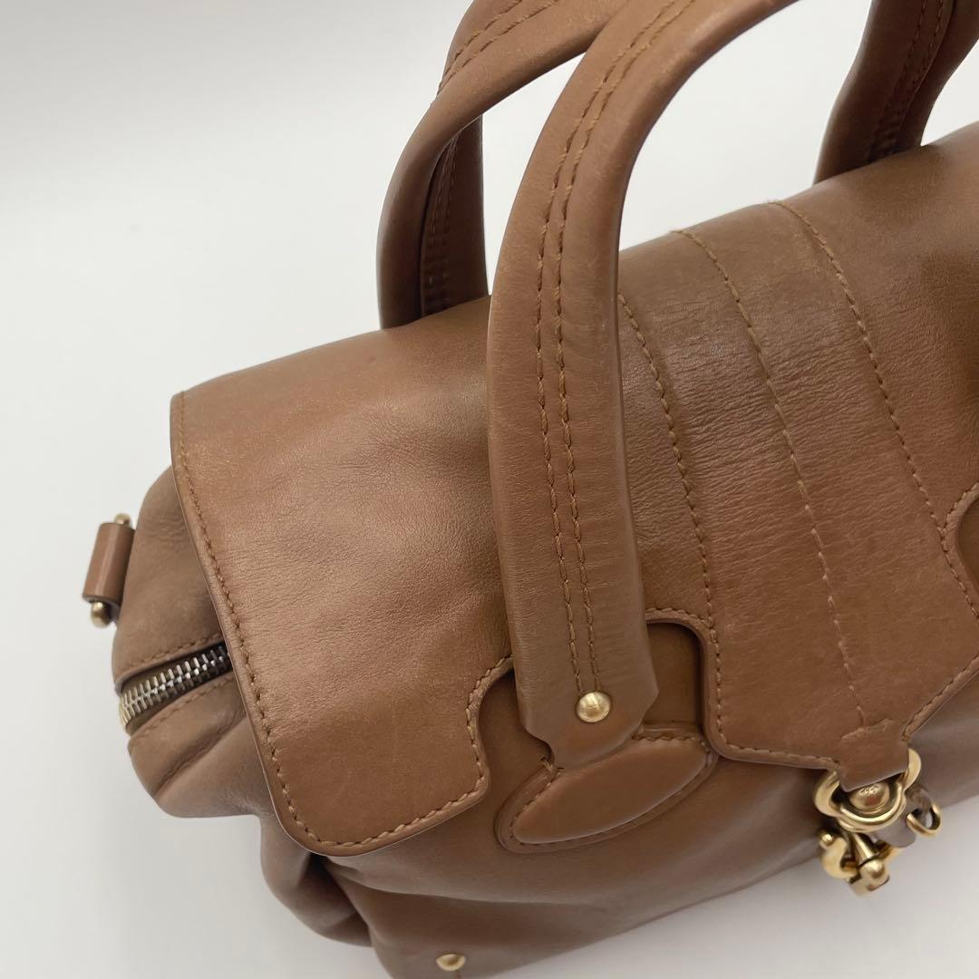 良品✨バリー ハンドバッグ オールレザー 本革 ロゴ金具 キャメル