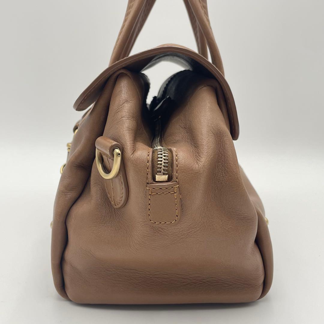 良品✨バリー ハンドバッグ オールレザー 本革 ロゴ金具 キャメル