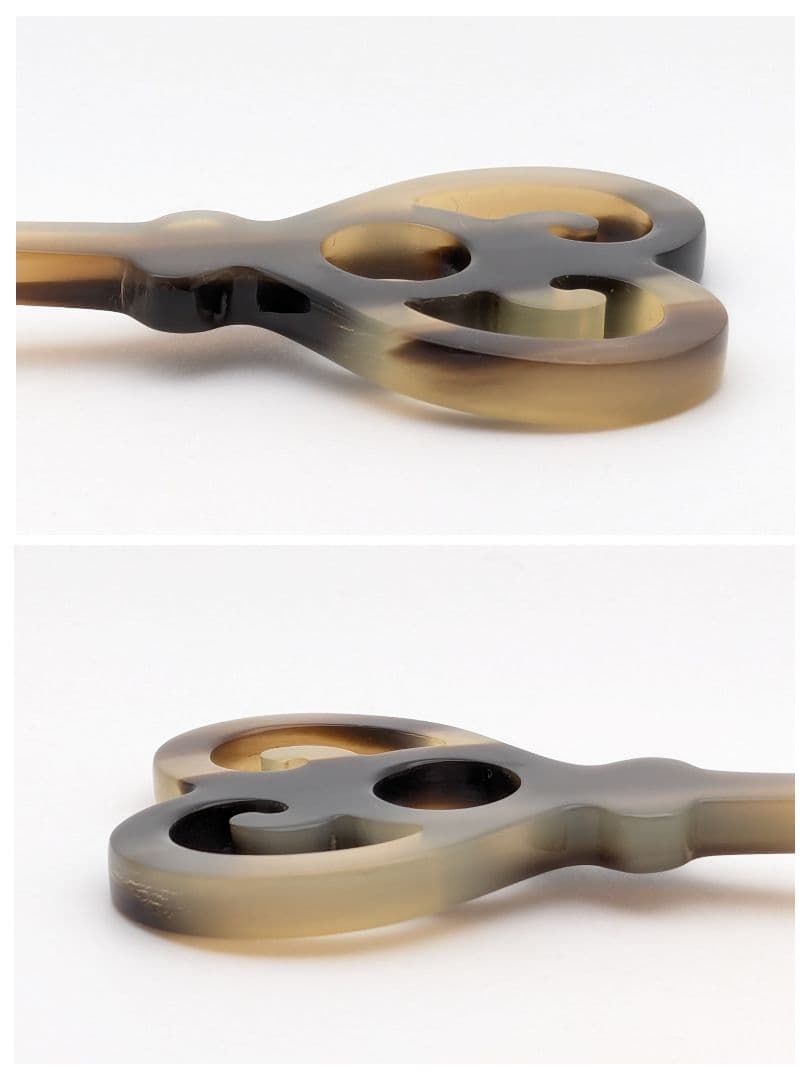 極美品 エルメス HERMES バッファローホーン ハート かんざし 簪 髪飾り