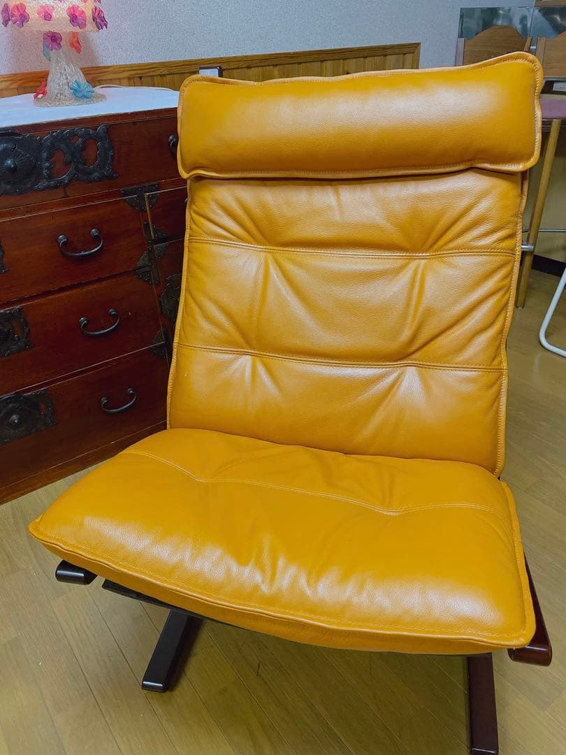 IDC 大塚家具 本革 ハイバックチェア レザー 曲木 イージーチェア 北欧