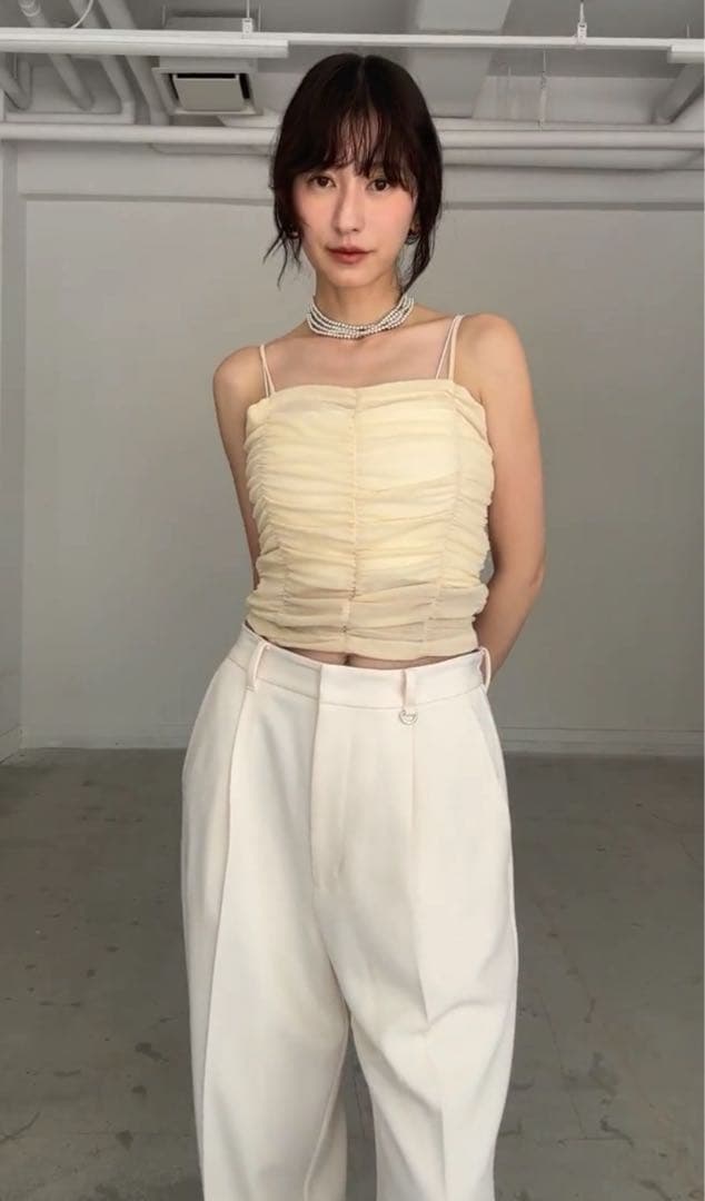 【新品未使用】CLANE SHIRRING CAMI TOPS