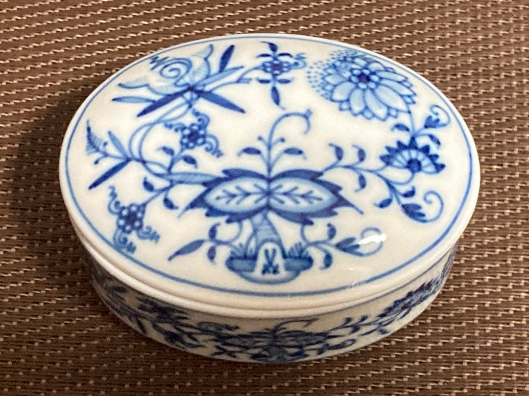 未使用 マイセン 小物入れ ブルーオニオン ボンボニエール ポット ケース 希少