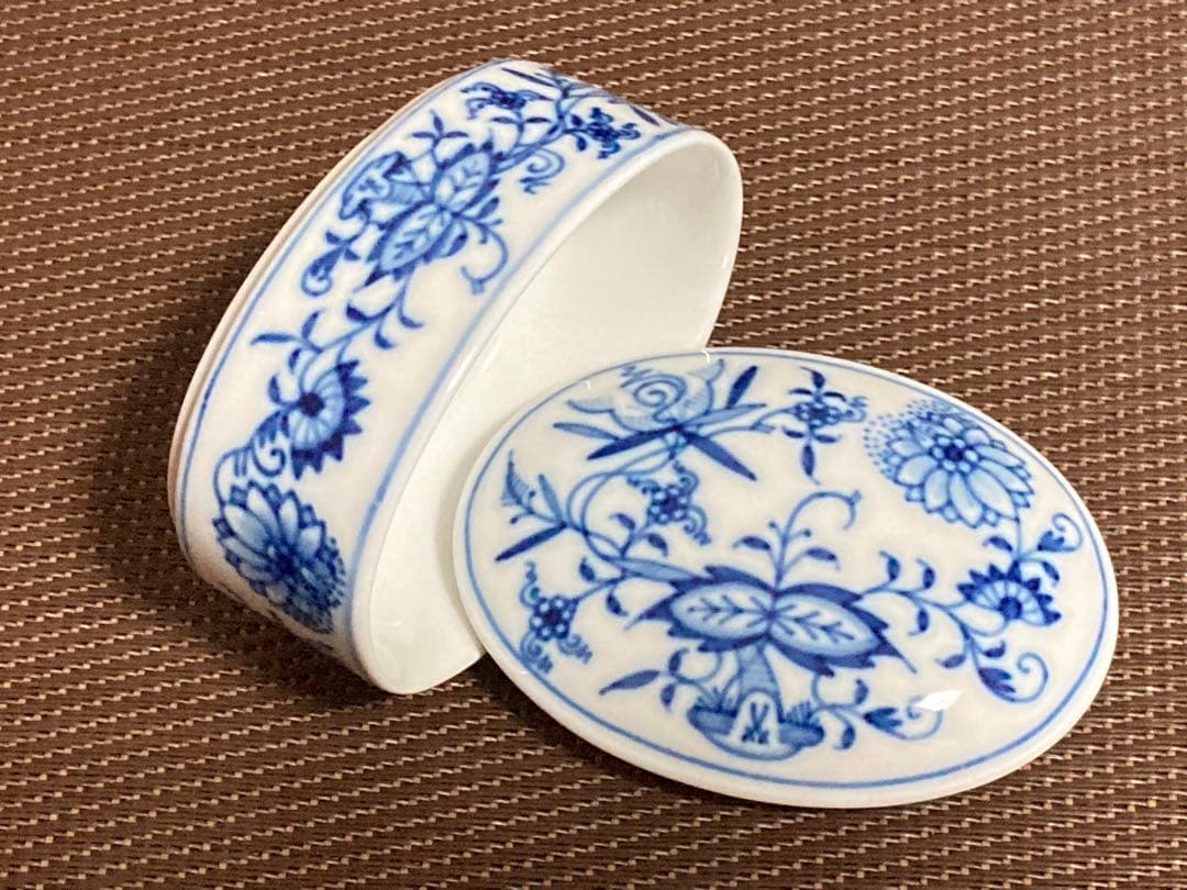 未使用 マイセン 小物入れ ブルーオニオン ボンボニエール ポット ケース 希少