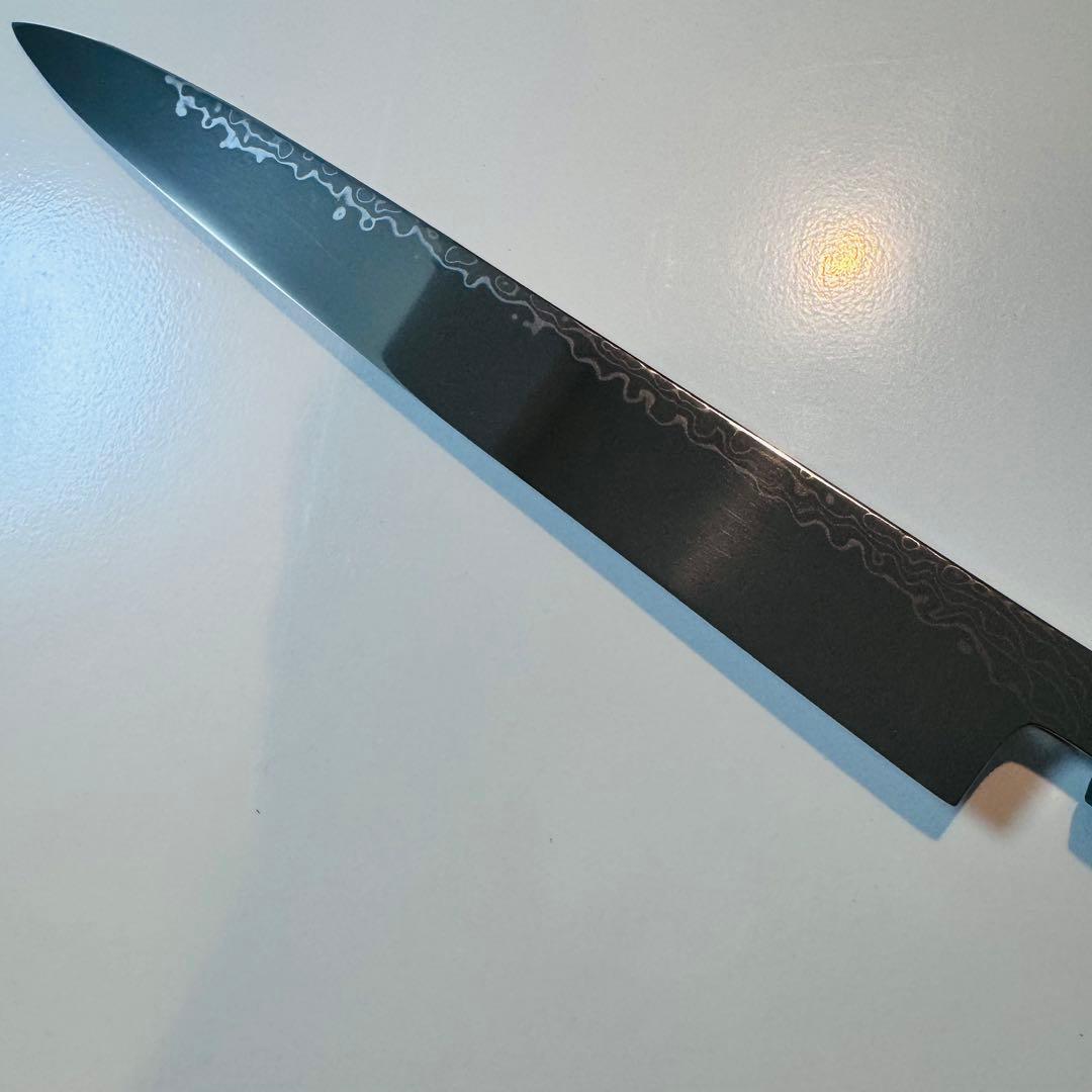 270mm ダマスカス墨流し柳刃包丁 黒檀八角柄 鏡面仕上げ 刺身用