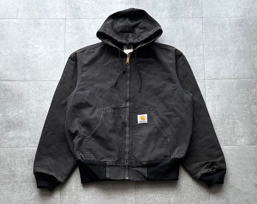 90s USA製　カーハート　アクティブジャケット　ブラック　Mサイズ　フェード
