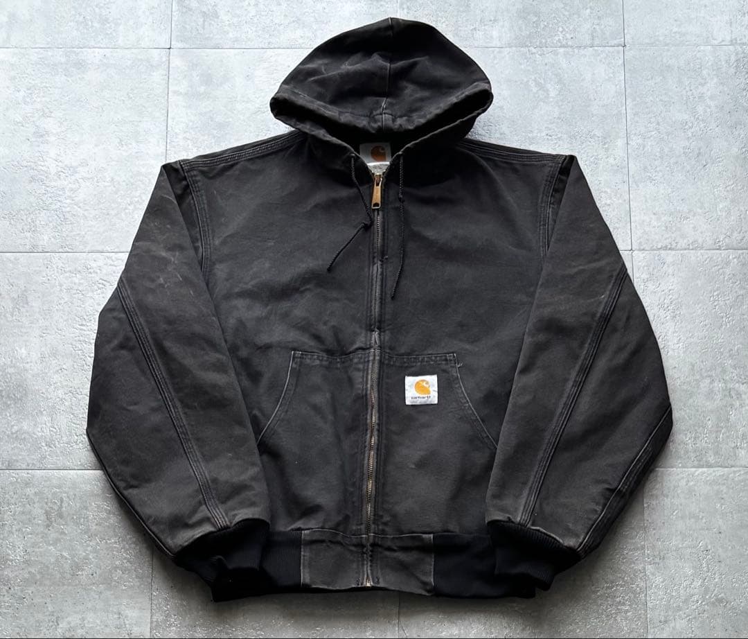 90s USA製　カーハート　アクティブジャケット　ブラック　Mサイズ　フェード