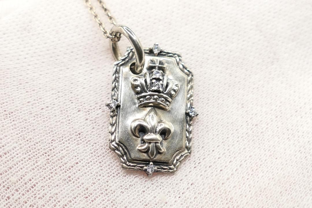 美品　パトリックコックス　プレート　クラウン　ネックレス　リリー　ジルコニア