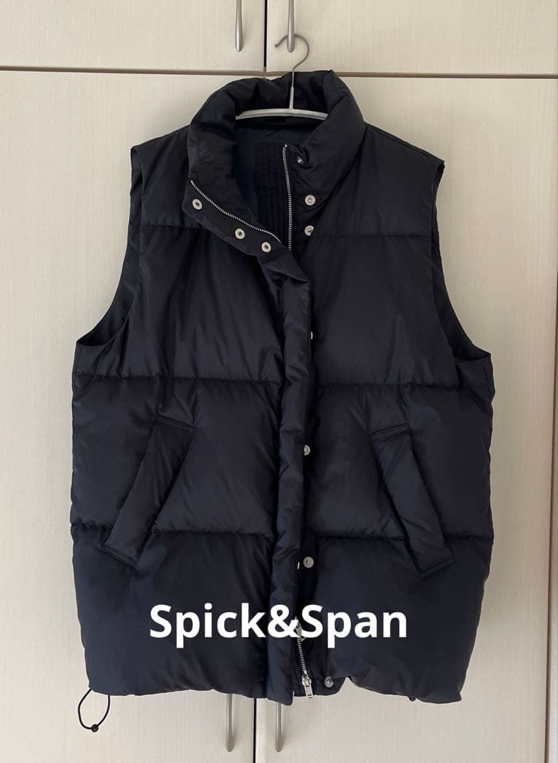 スピックアンドスパン　ビッグダウンベスト　ダークグレー　フェザー