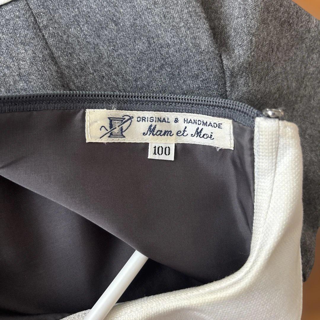 グレーのペタルカラー半袖ワンピース　幼稚園受験