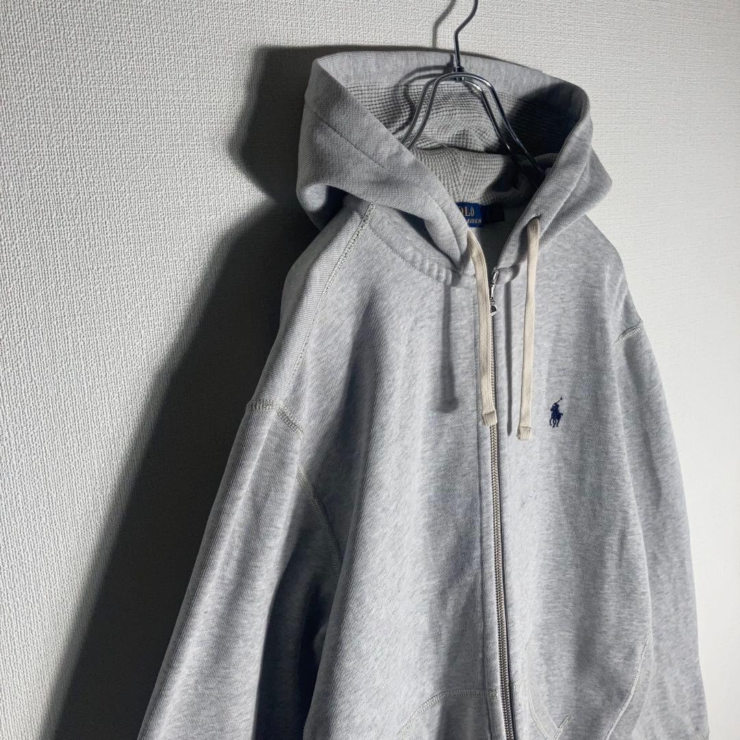 RALPH LAUREN フルジップパーカー 刺繍 ポニー グレー L