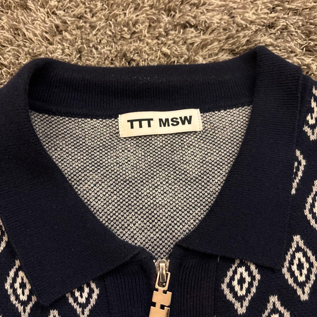 ttt_msw ジップニットスウェット　L 紺色