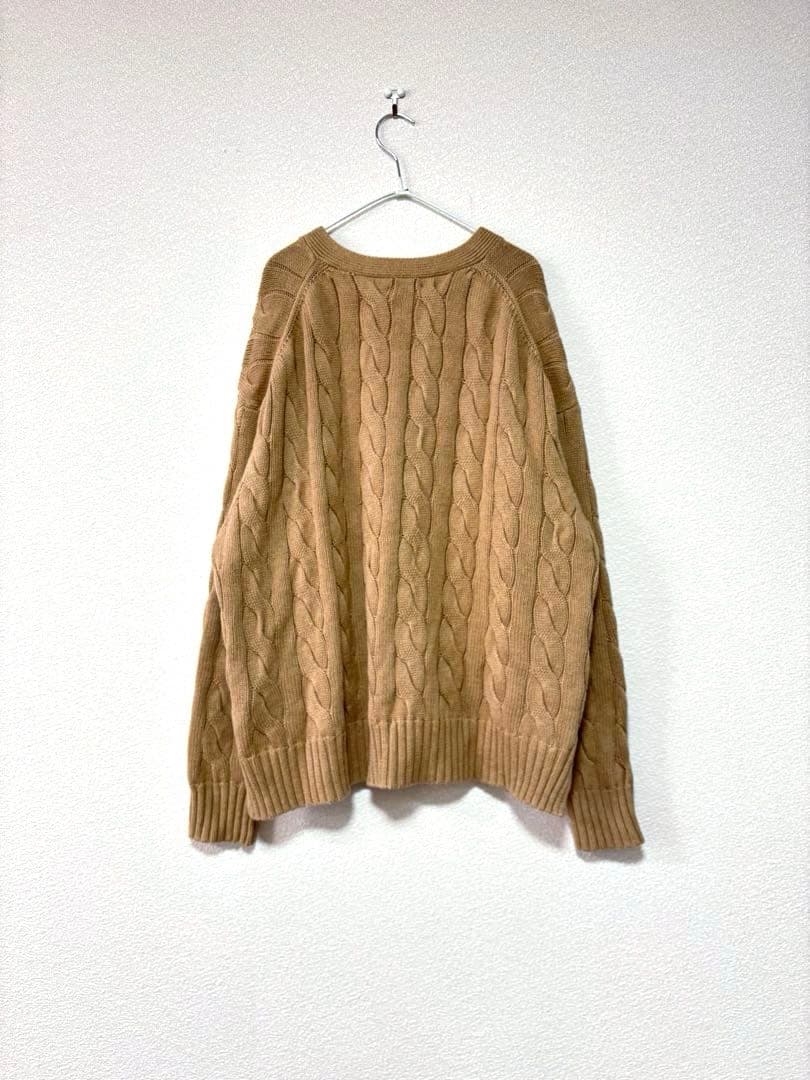 ラルフローレン　太ケーブル　カーディガン　ベージュ　L