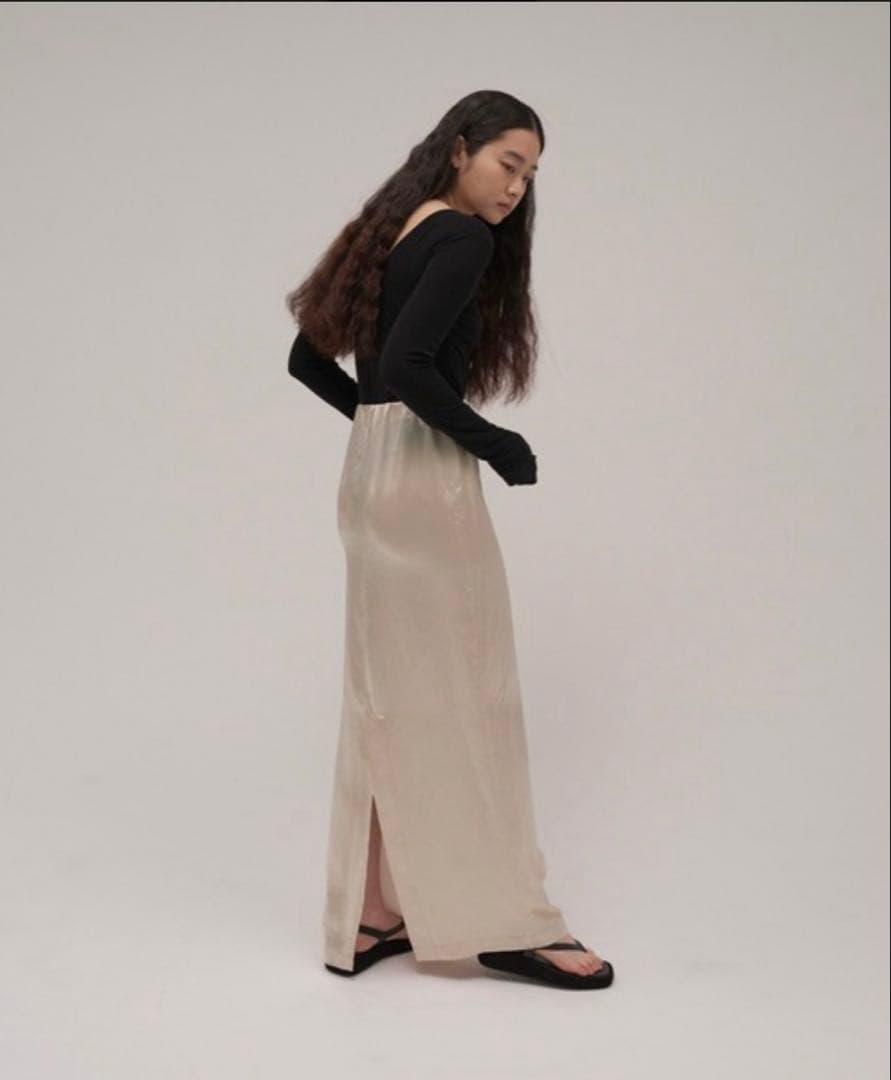 L 完売品 ENOF ace long straight skirt ホワイト