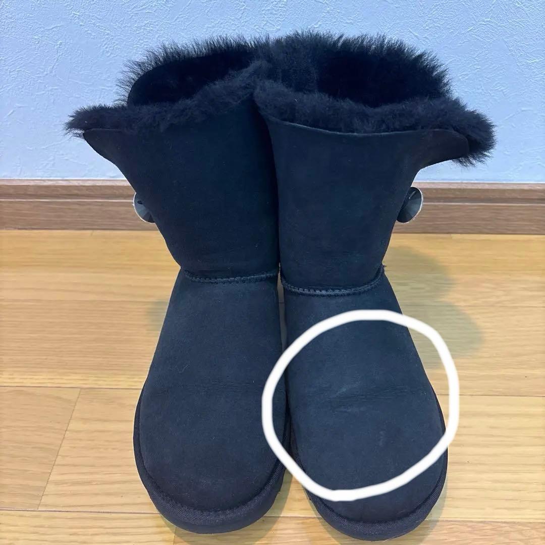 【数回使用】UGG 25cmムートンブーツ ブラック クリスタルボタン 付き