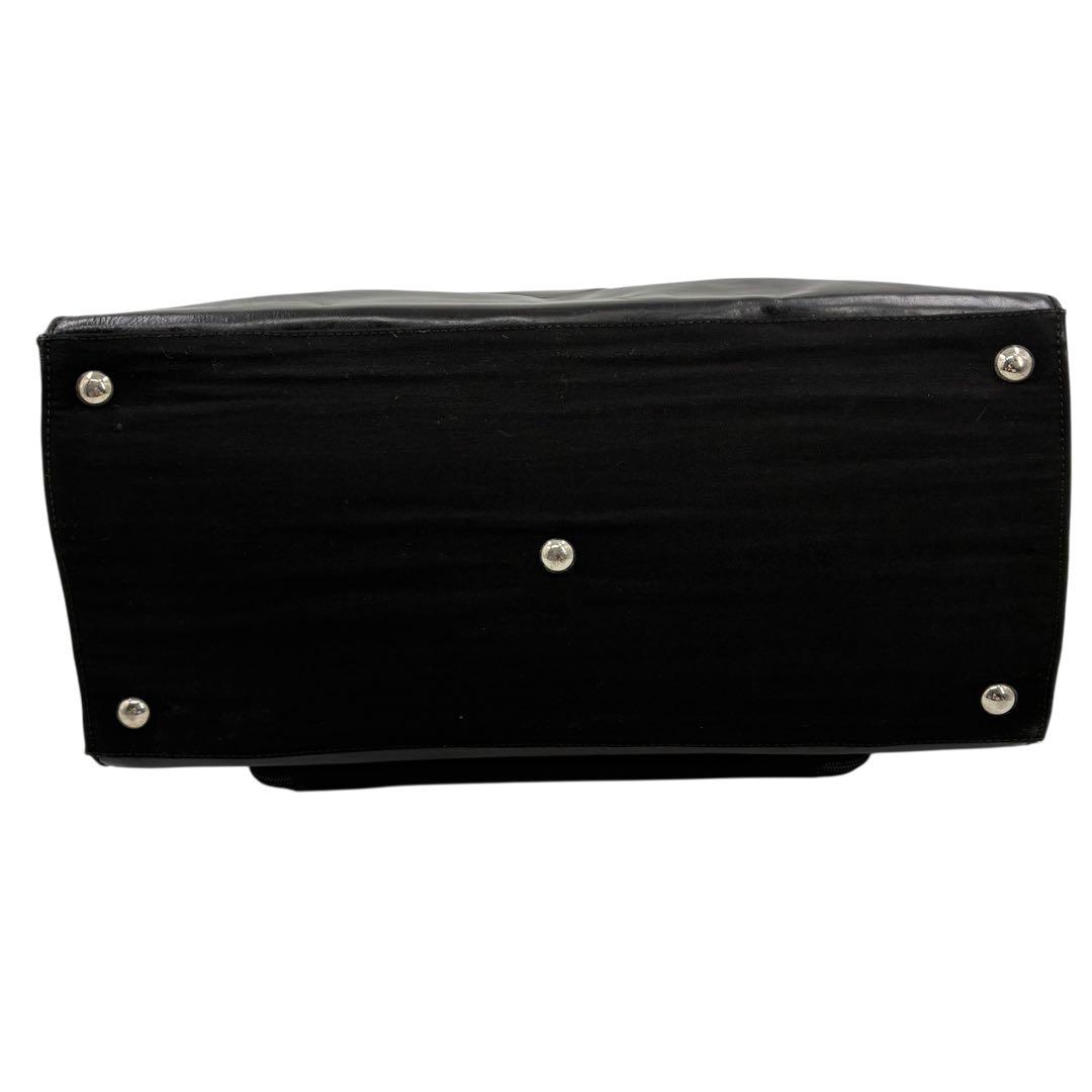 グッチ　ボストンバッグ　キャンバスレザー　大容量　ブラック　ロゴプレート