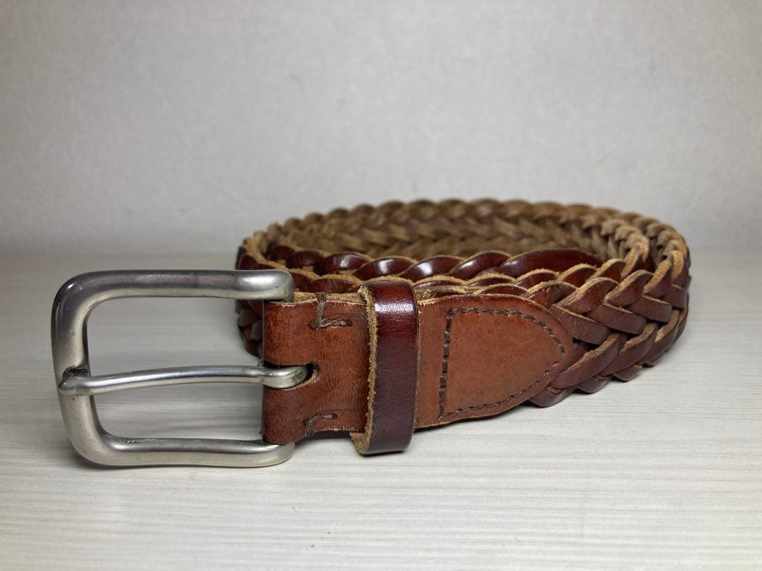 【美品】Whitehouse Cox メッシュレザー メンズベルト ブラウン