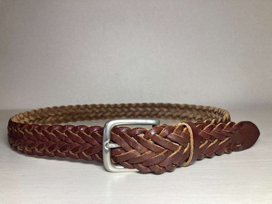 【美品】Whitehouse Cox メッシュレザー メンズベルト ブラウン