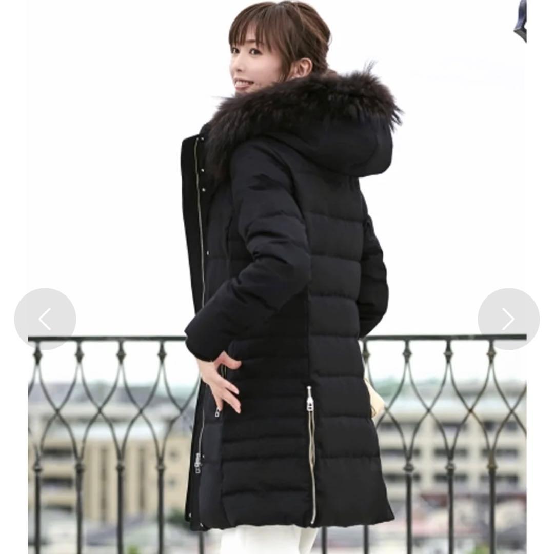 RUIRUE BOUTIQUE ラクーンファーサイドジップスリットダウンコート