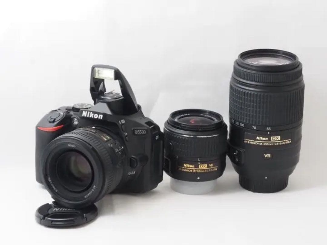 【美品】Wifi搭載❤️自撮りOKニコンD5500 2416万画素トリプルレンズ