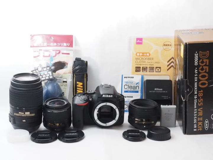 【美品】Wifi搭載❤️自撮りOKニコンD5500 2416万画素トリプルレンズ