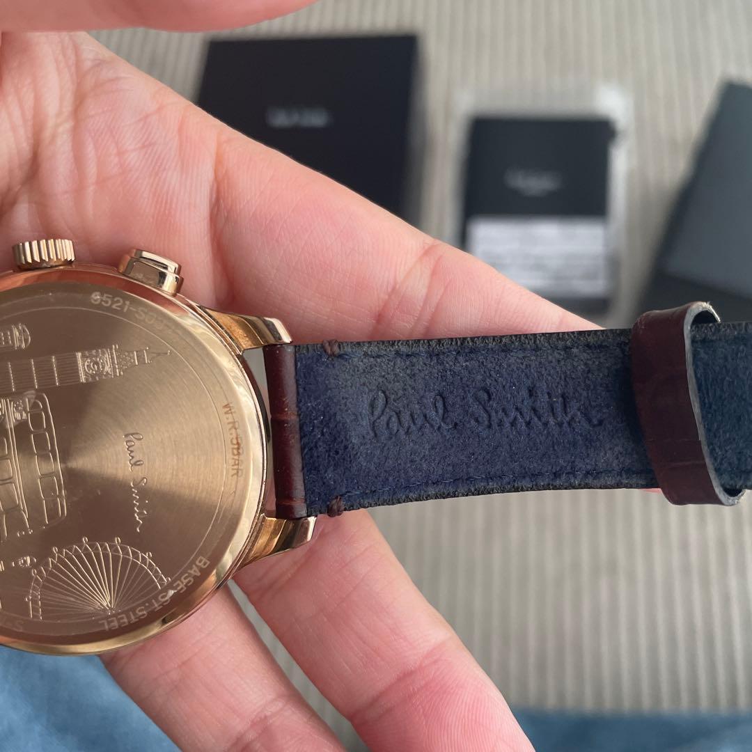 【美品】Paul Smith クロノグラフ時計 ブラウンレザー