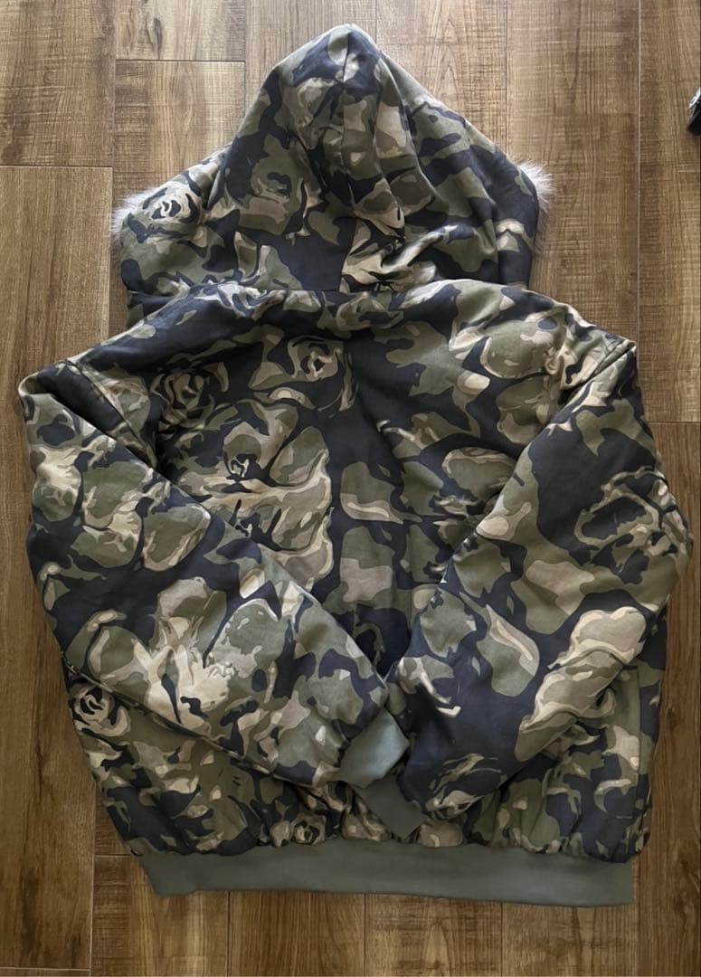 韓国迷彩ファー付きオーバーサイズジャケット