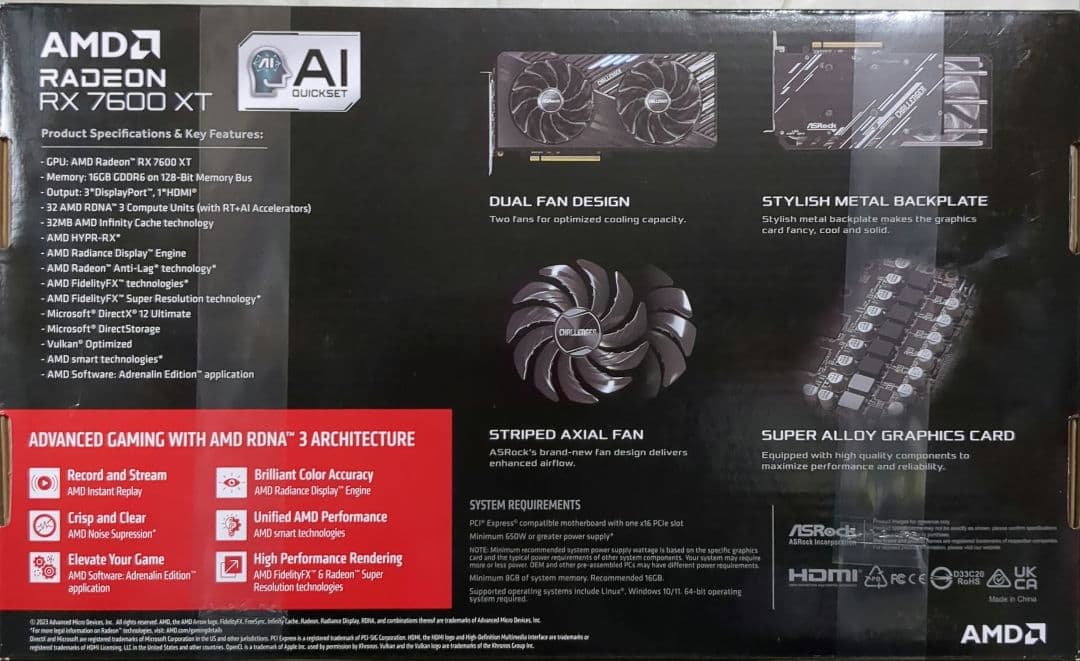 新品　Radeon RX7600XT asrock CHALLENGER