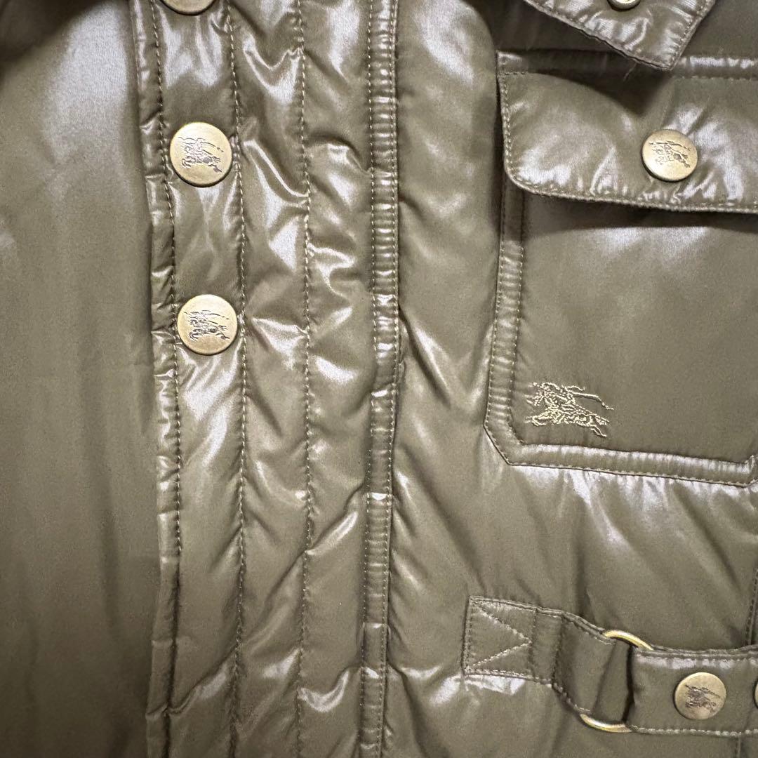 バーバリーブルーレーベル　ダウンコート　カーキ　刺繍ロゴ　40