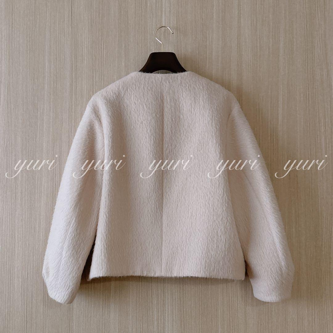 【1034】美品　アナイ　アルパカヘリンボンショートコート　ライトベージュ　A