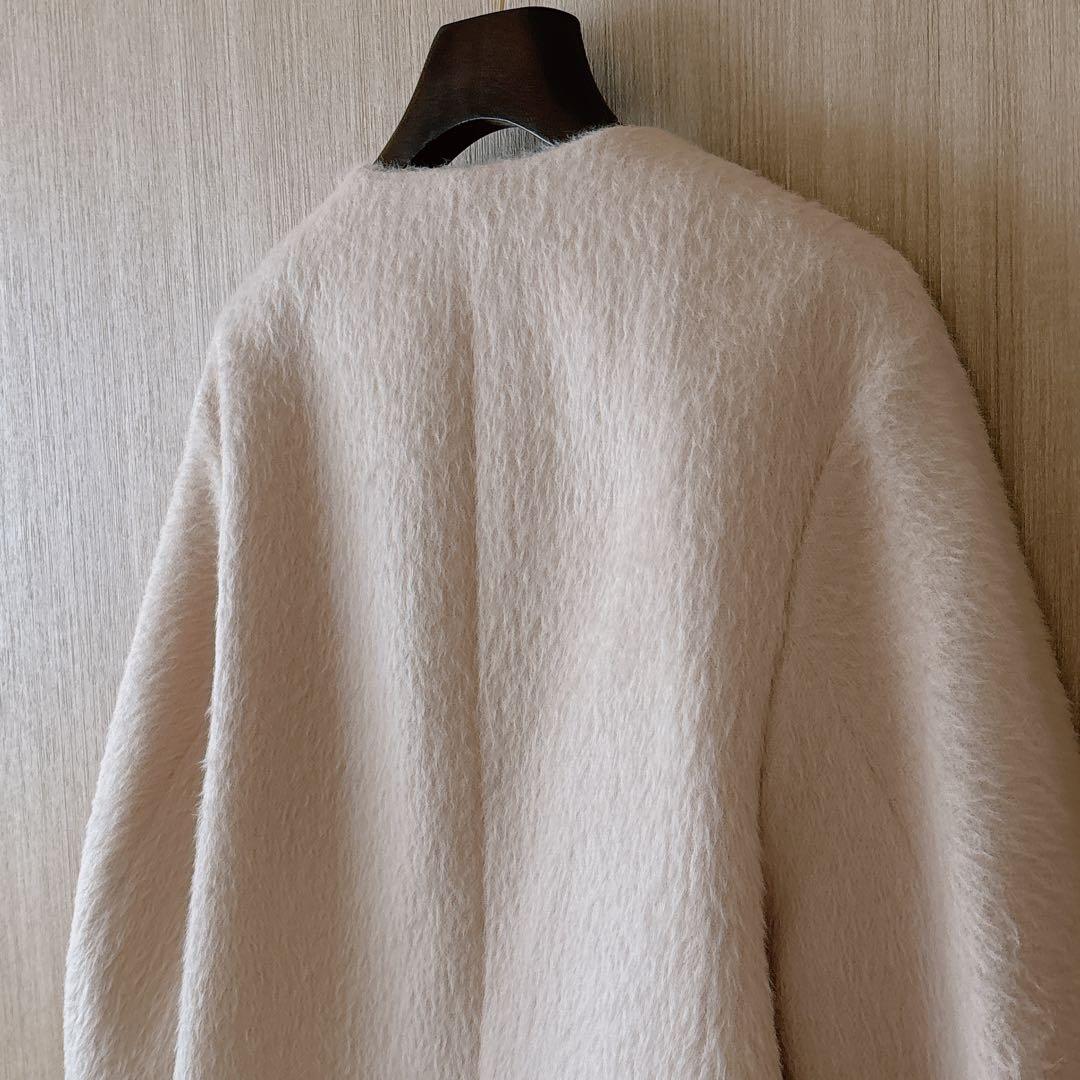 【1034】美品　アナイ　アルパカヘリンボンショートコート　ライトベージュ　A