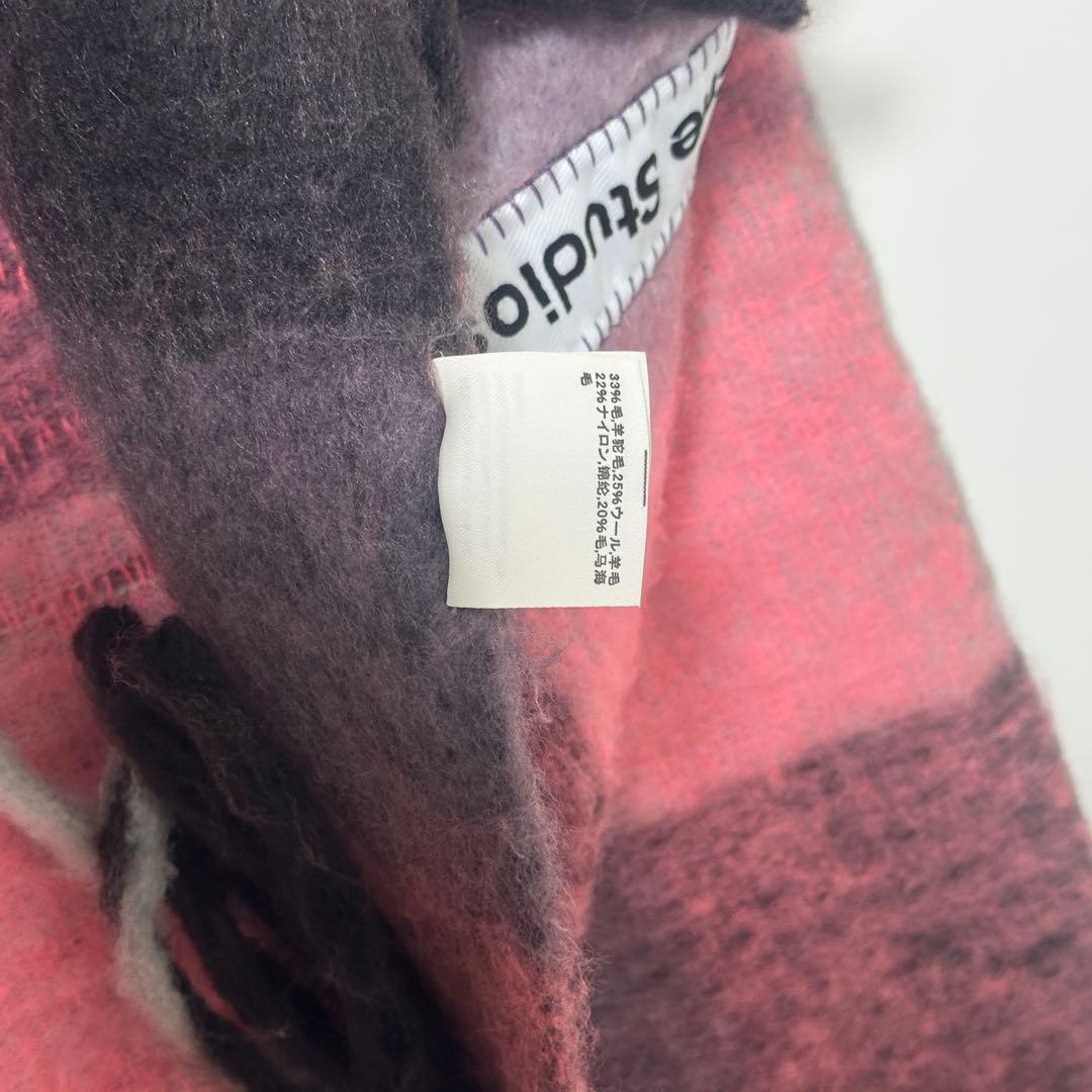 Acne Studios モヘアチェックスカーフ マフラー ピンク グレー 灰色