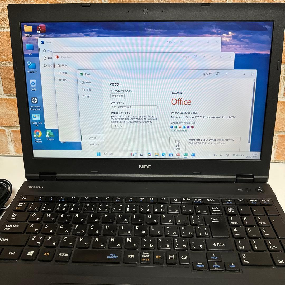 NEC Versaproノート PC SSDサクサク起動　メモリ8GBオフィス付