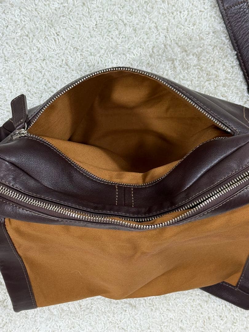 【美品】 土屋鞄 フラップ メッセンジャー バッグ ステッチ 本革 レザー 茶