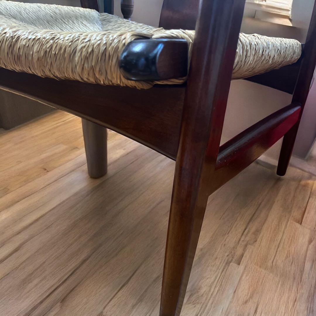 松本民芸 家具 77型 曲肘 ラッシ アーム チェア ①