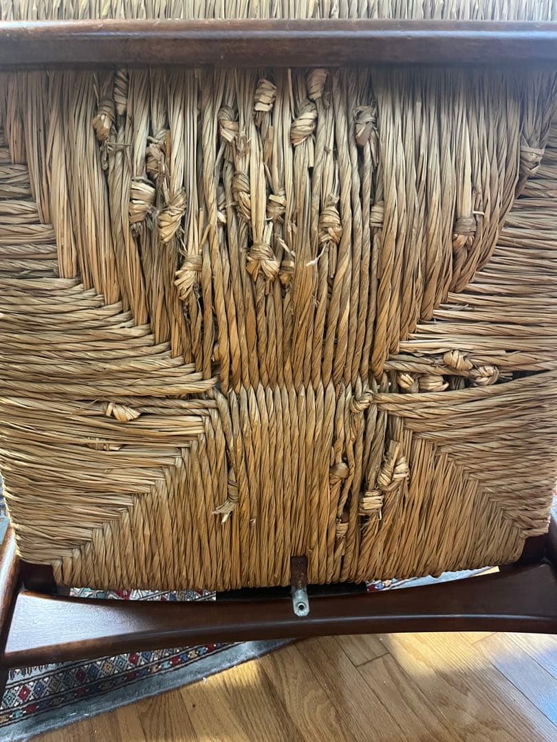 松本民芸 家具 77型 曲肘 ラッシ アーム チェア ①