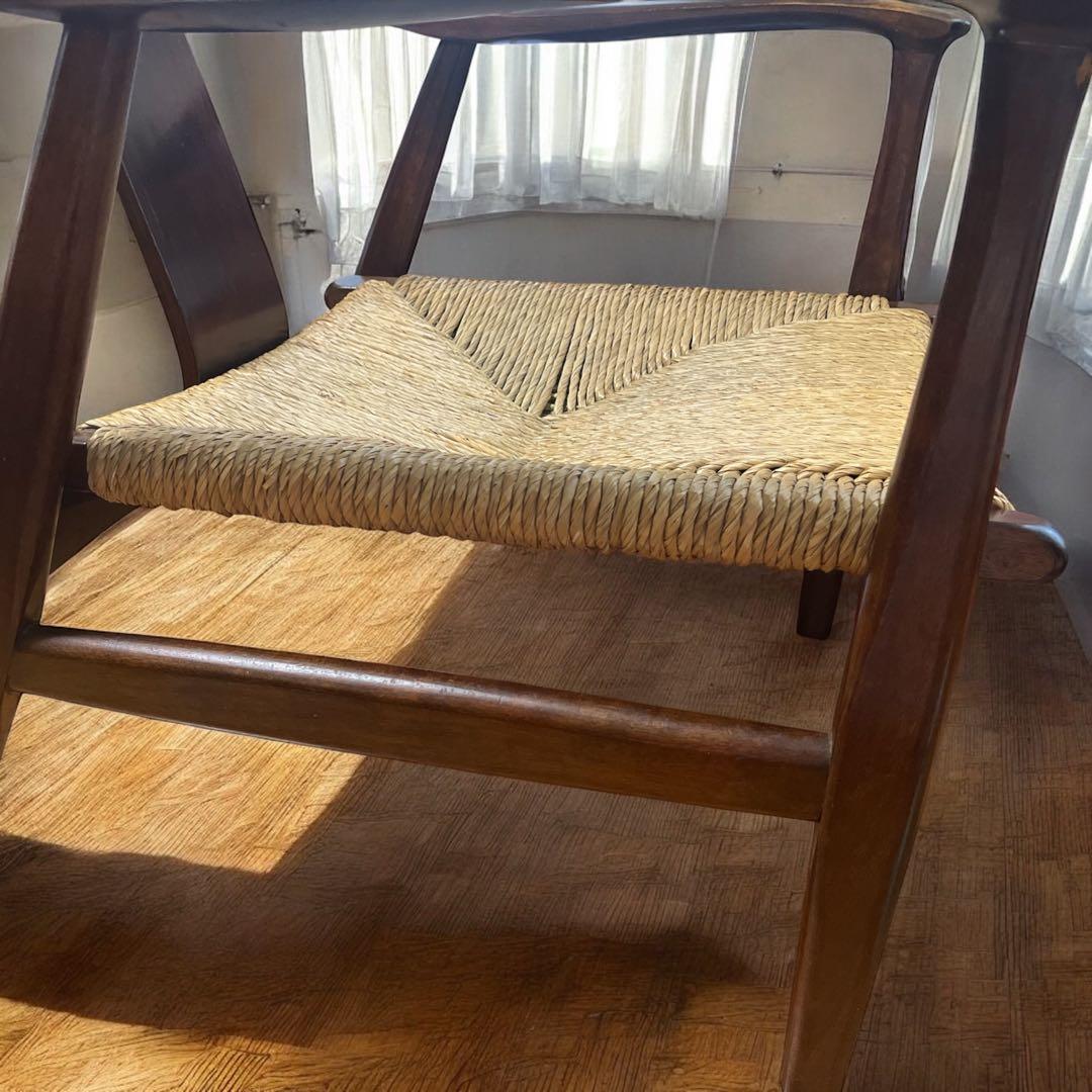 松本民芸 家具 77型 曲肘 ラッシ アーム チェア ①