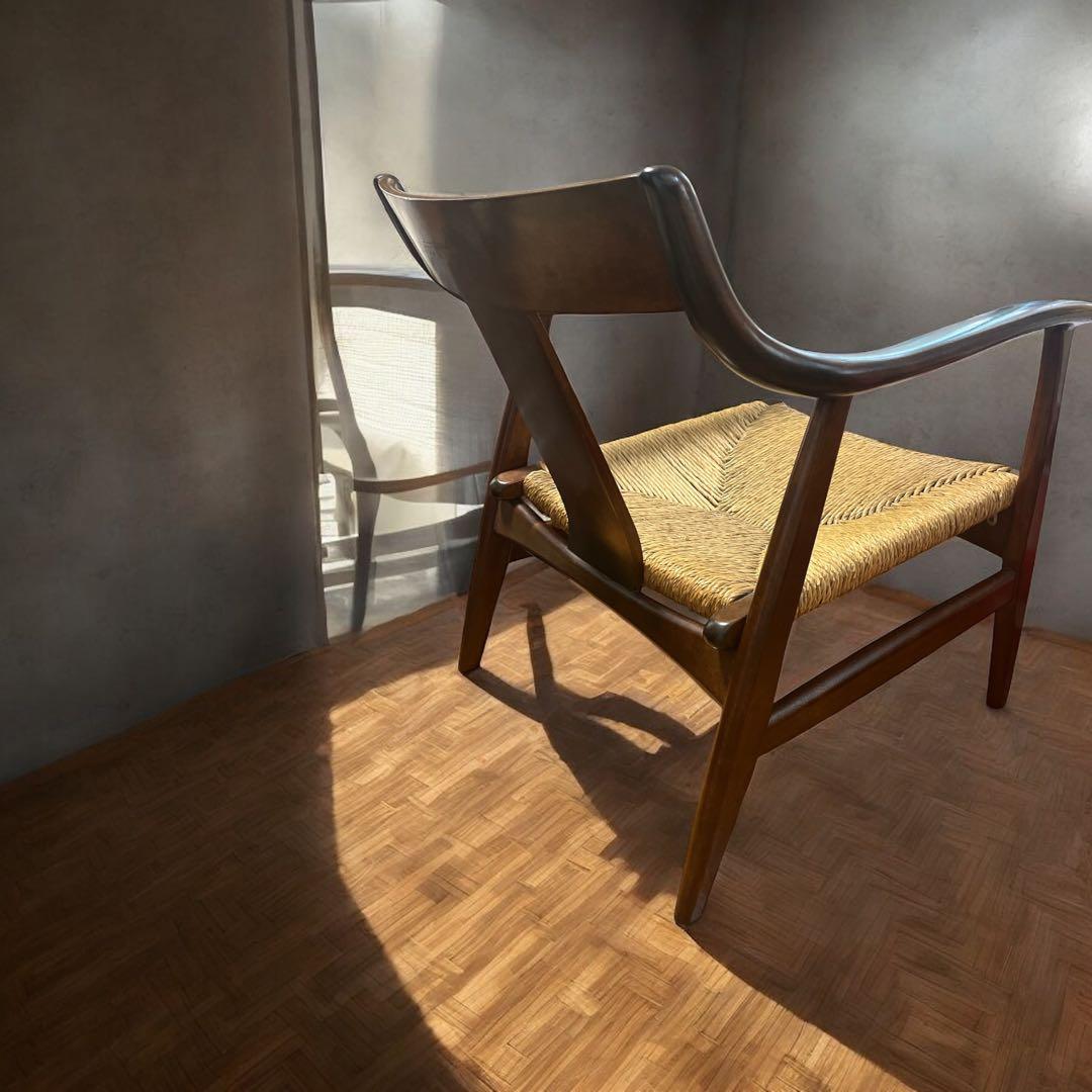 松本民芸 家具 77型 曲肘 ラッシ アーム チェア ①